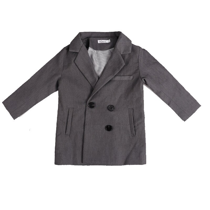 Small Children's Long Girls Blazer Kids Pure Color Double-breasted Casual Blazers Cotton Blend Uniform Toddler Costume Outerwear