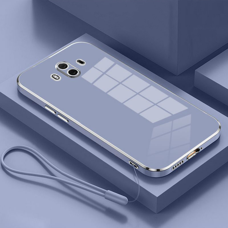 Para Huawei Mate 10 funda de lujo chapada cuadrada ALP-L29, ALP-L09, ALP-AL00, funda trasera de silicona a prueba de golpes para teléfono: Rosa brillante