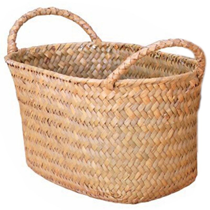 Flet vævning opbevaringskurv til køkken håndlavet frugtfad rattan picnic mad brød brød diverse oprydningsbeholder kuffert mig: Default Title