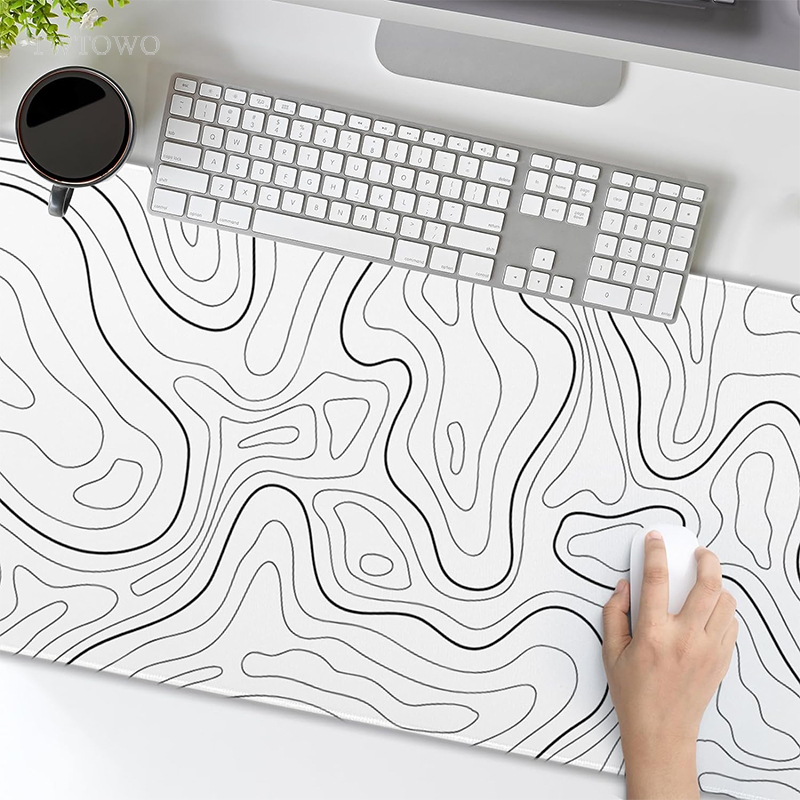 Podkładka pod mysz dla graczy White Contour Lines XL HD Custom New Mousepad XXL MousePads Natural Rubber Office Mouse Mats Desktop Mouse Pad