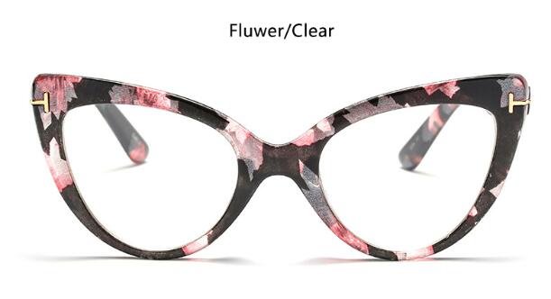 Black Cat Eye Glasses Female Myopia Nerd Optical Glasses Frame clear lens women eye glasses Spectacles: fluwer clear