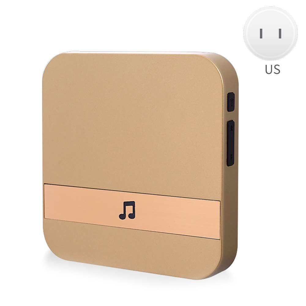 Sort 433.0 mhz wifi dørklokke klokke visuel dørklokke klokke universal dør hardware husmarked kontor vandtæt plug-in klokke: Guld os stik