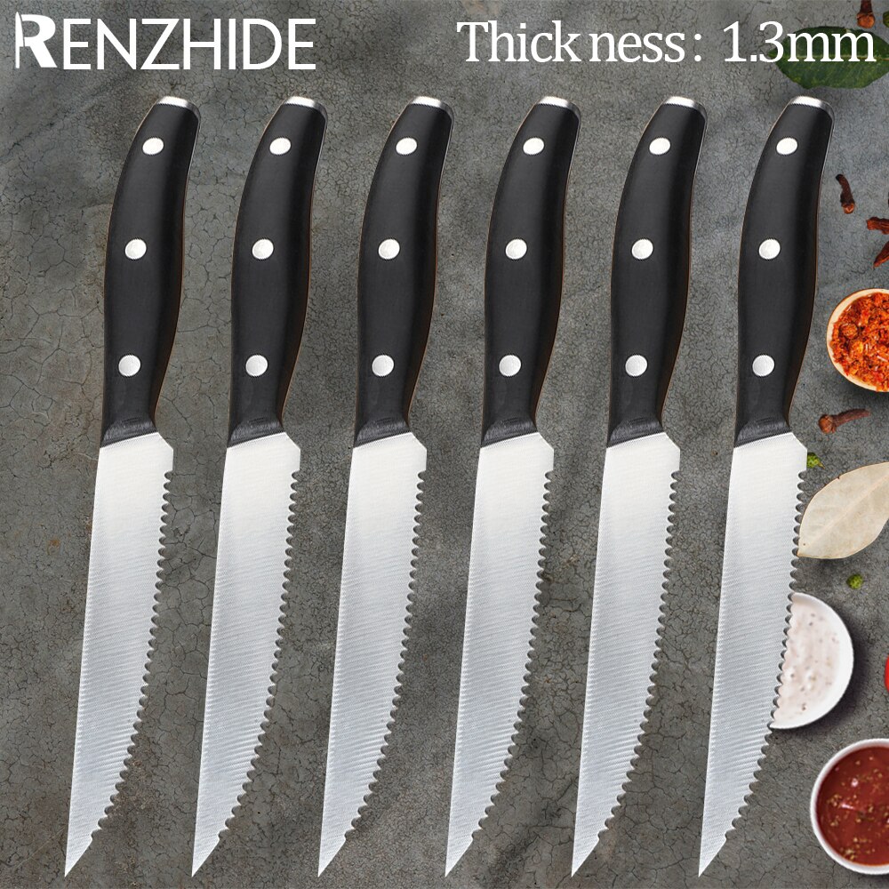 RZD cuchillo para carne de 4,5 pulgadas, juego de cubiertos de acero inoxidable para Chef, filo dentado, herramienta de vajilla para comida occidental
