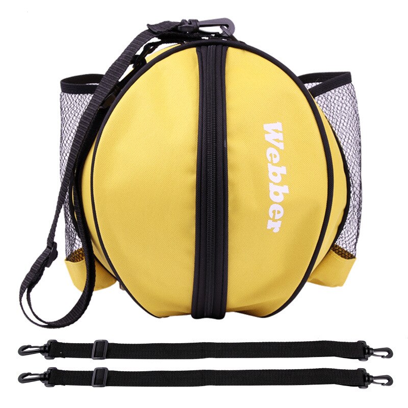 Universel sportspose basketball fodbold volleyball rygsæk håndtaske rund form justerbar skulderrem rygsække opbevaring: Gul