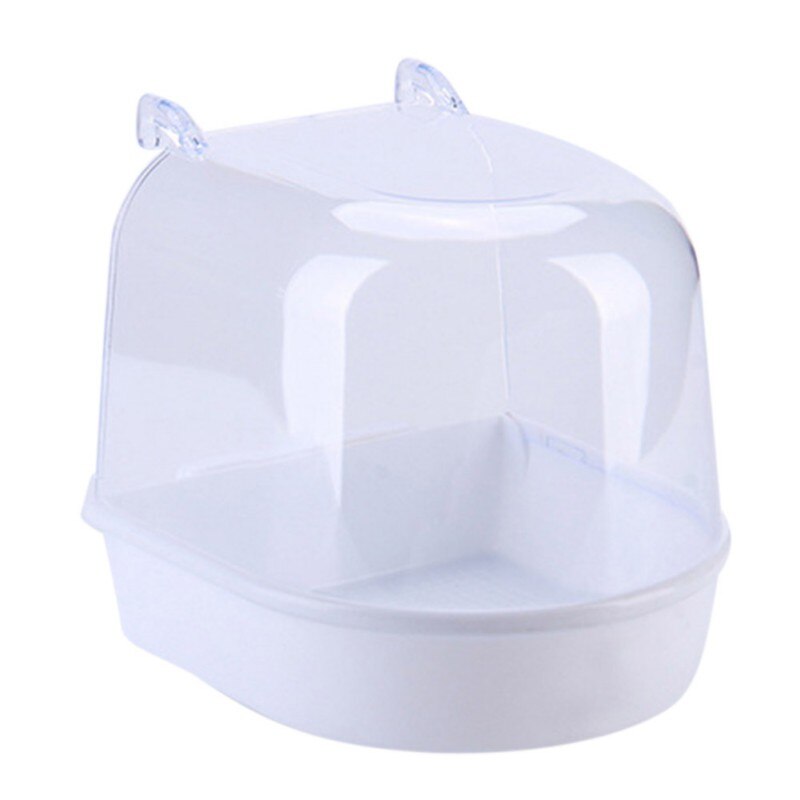 Caja de baño de agua para pájaros de plástico, caja para bañera, loro para periquito, jaula para mascotas de pájaros, Bol colgante, periquito, baño de aves *: white