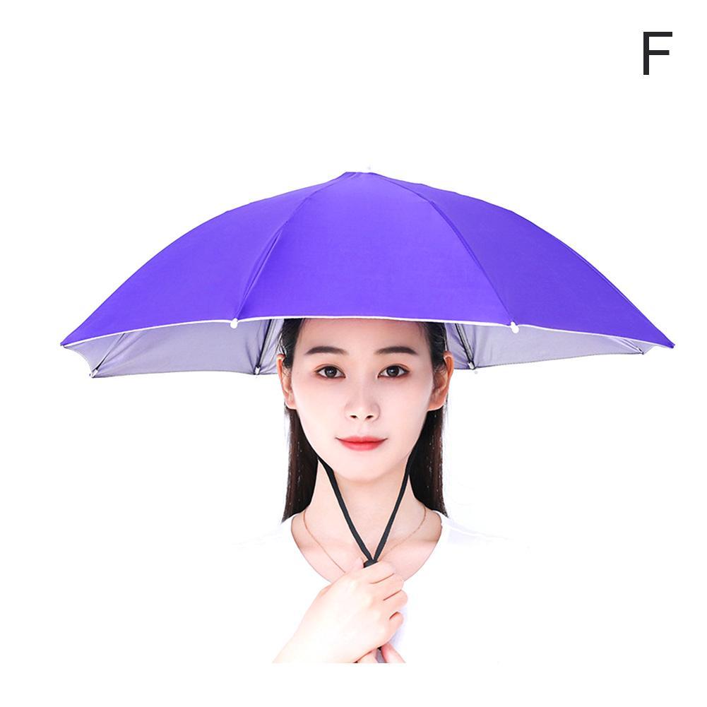 Portable Rain Umbrella Hat Foldable Outdoor Shade Beach Hats Hiking Wear Cap Waterproof Umbrella Fishing Campi A9i7: F