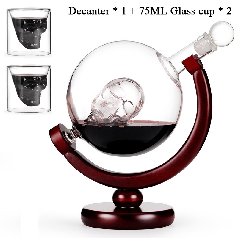 Ensemble de verres à Whisky, Globe de cristal, Carafe à liqueur pour Whisky, Vodka, voilier, Carafe avec support en bois fini, outils de Bar, tasse chaude: Decanter A Set