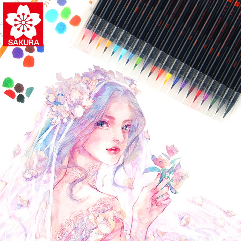 Juego de pinceles de acuarela de Japón Sakura Akashiya, pincel suave, arte , pintura de cómic, estudiantes, pluma de pintura de acuarela