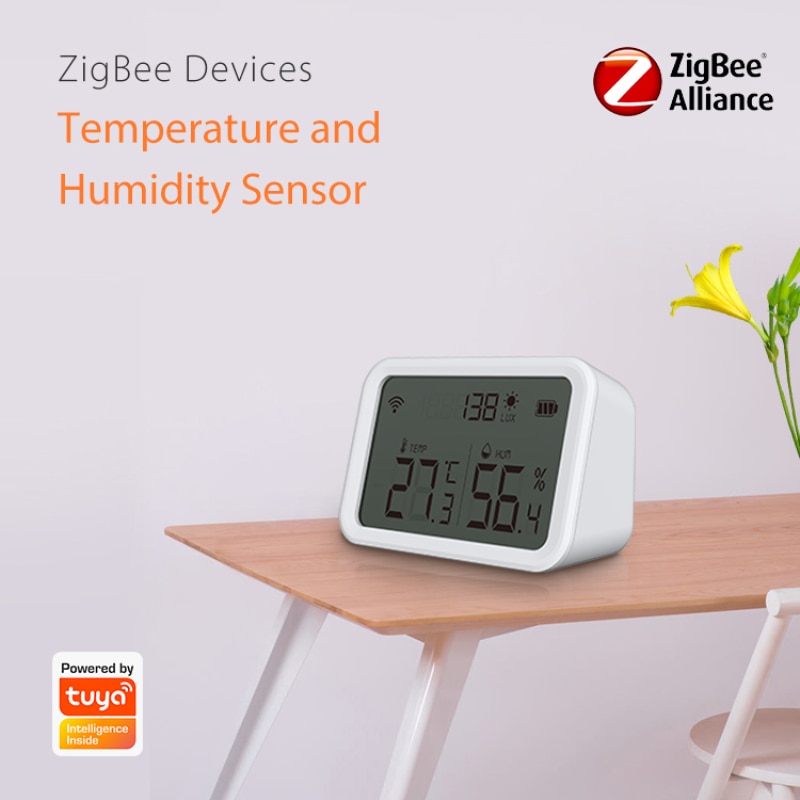 Tuya Zigbee Smart Home Wifi Temperatuur En Vochtigheid Sensor Met Led Screen Werk Met Alexa Google Assistent En Tuya Zigbee hub