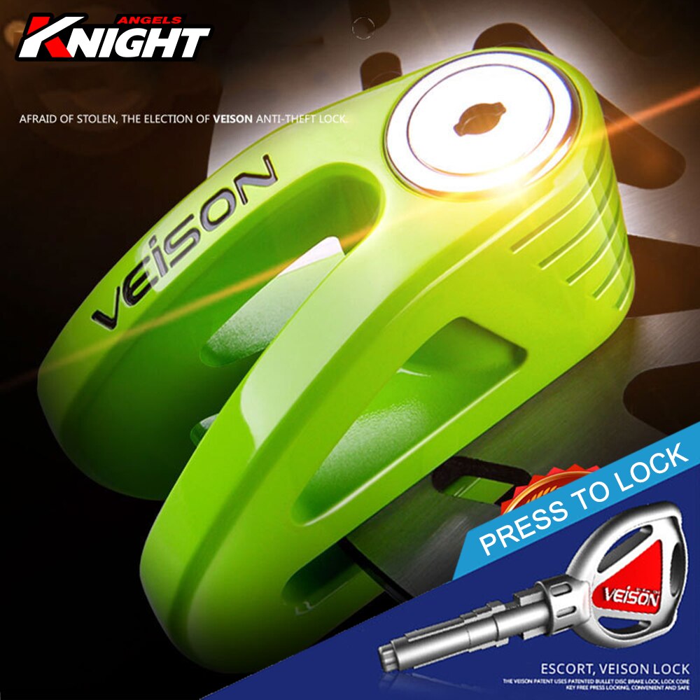Motorcycle Lock Security Bike Alarm Anti-theft Motorcycle Disc Brake Lock Waterproof Alarm Moto Disc Brake Lock+Reminder Rope: DX11-Green-2