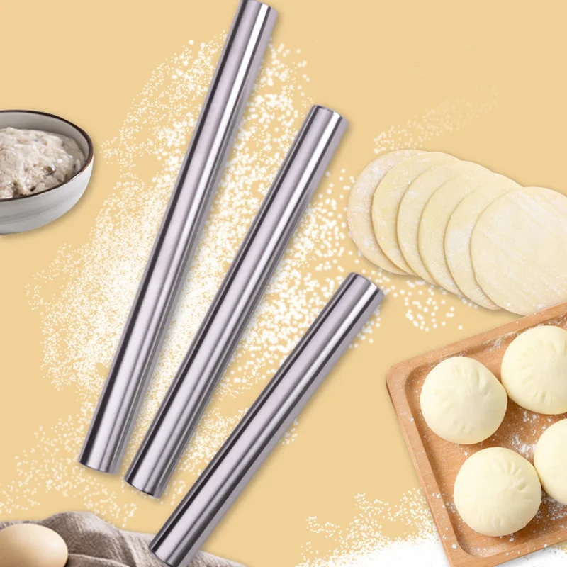 Stainless Steel Rolling Pin Baking Bread Pastry Roller Non-stick Baking Tool Cooking Pizza Cookie Cannoli Tubes Kitchen Utensils