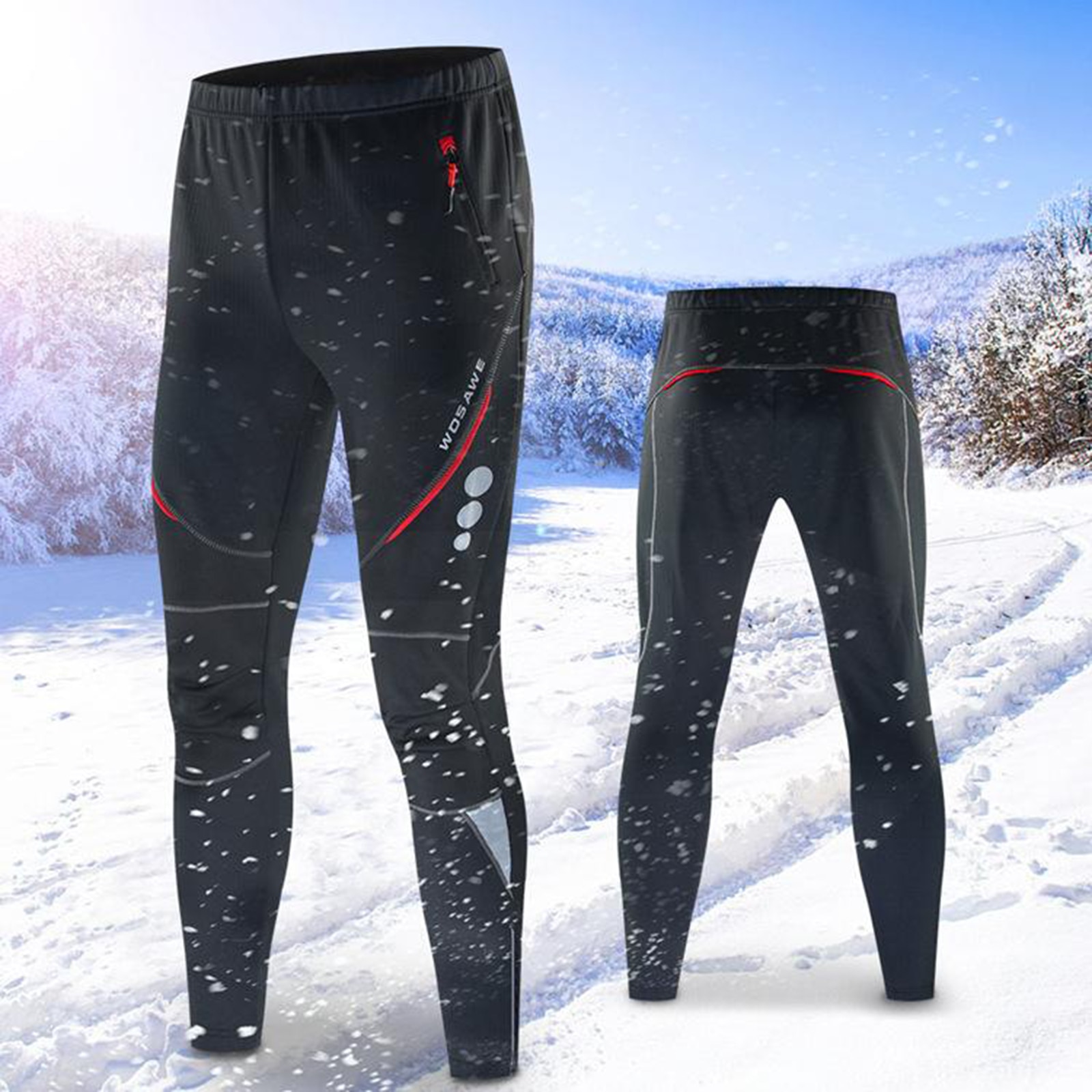 Men's Windbreaker Cycling Trousers Fleece Thermal MTB Bike Long Pants Winter