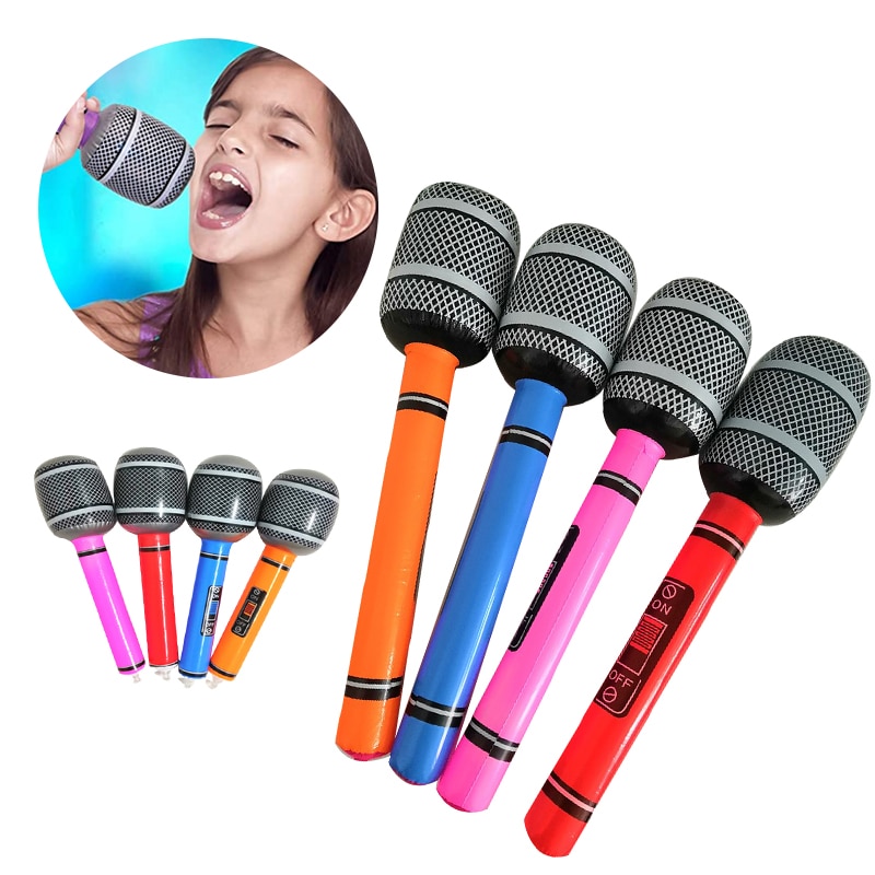 Inflatable Mic Microphone Blow Up Karaoke Water Sports Swimming Toy Party Toy Prop Kids Summer Pool Accessories 35cm/80cm
