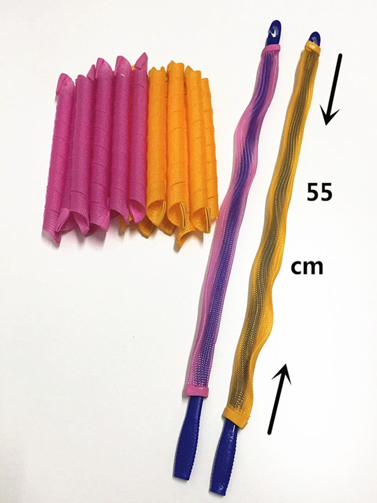 Hair Curlers Spiral Curls No Heat Wave Hair Curlers Styling Kit Spiral Hair Curlers for Most Kinds of Hairstyles: 18PCS f 55CM