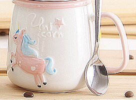 Keramisk tegneseriekrus med lågske, personlighed keramisk kaffekop runde enhjørningskrus kaffe te mælkekop drinkware krus: 04