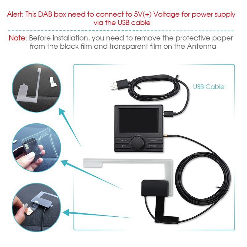 DAB 003 DAB + Box Digital Radio Antenna Tuner FM Transmission 3.0 Inch Display Screen with Bluetooth for Car Radio