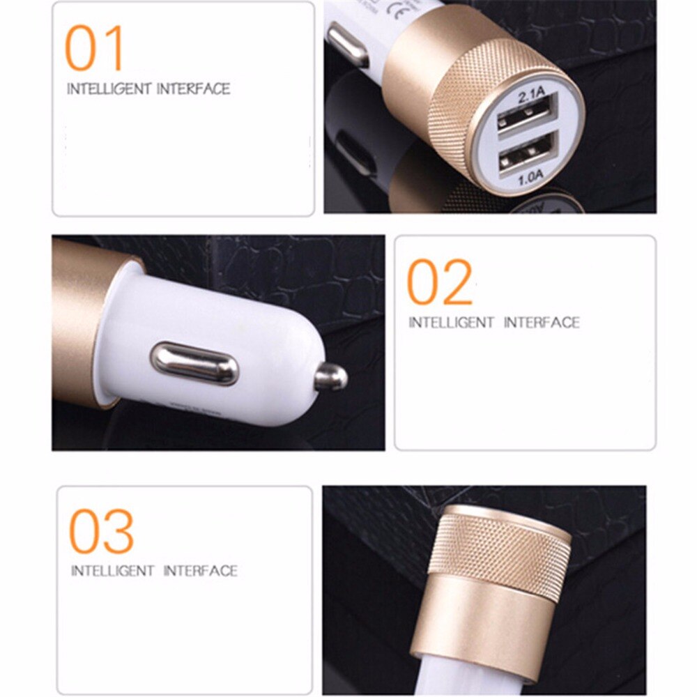 3.0/2.0 Auto charger aluminium dual USB Universele Voor iphone samsung xiaomi LG 3.1A cargador para auto universele carga rapida LED