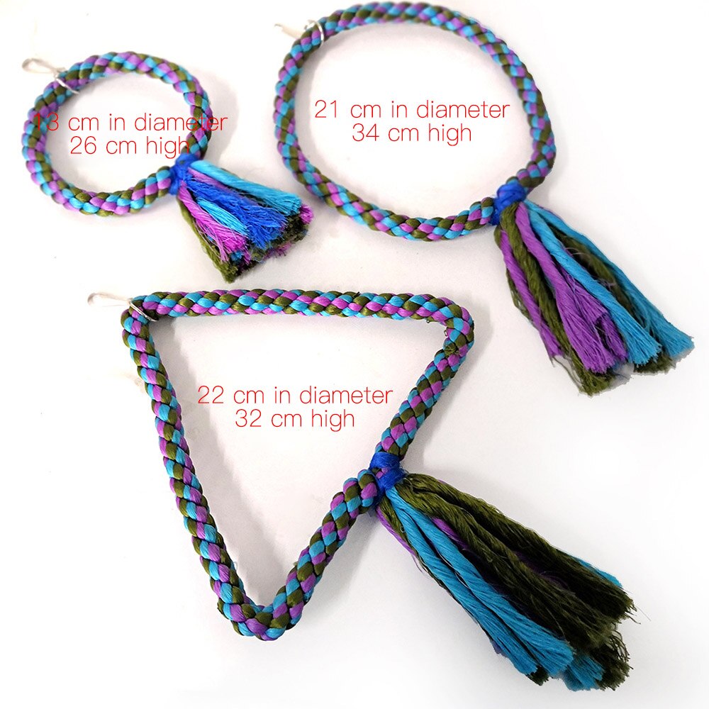 Bird Toy Woven Cotton Rope Parrot Swing Toy Funny Geometric Bird Stand Chewing Rack Parrot Hanging Playing Toys Bird Accessories
