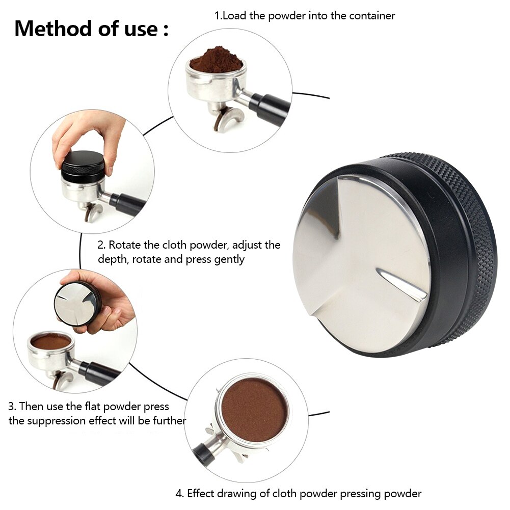51mm justerbar kaffe espresso sabotage trefoil kaffe fordeler til barista flade rustfrit stål base kaffebønner presseværktøjer