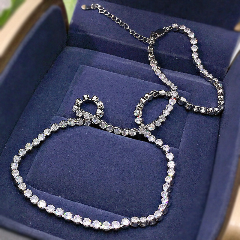 Oevas 100% 925 sterling silber 3mm voll-hochkohlenstoff-diamant-anhänger-halskette für damen funkelnder hochzeitsschmuck