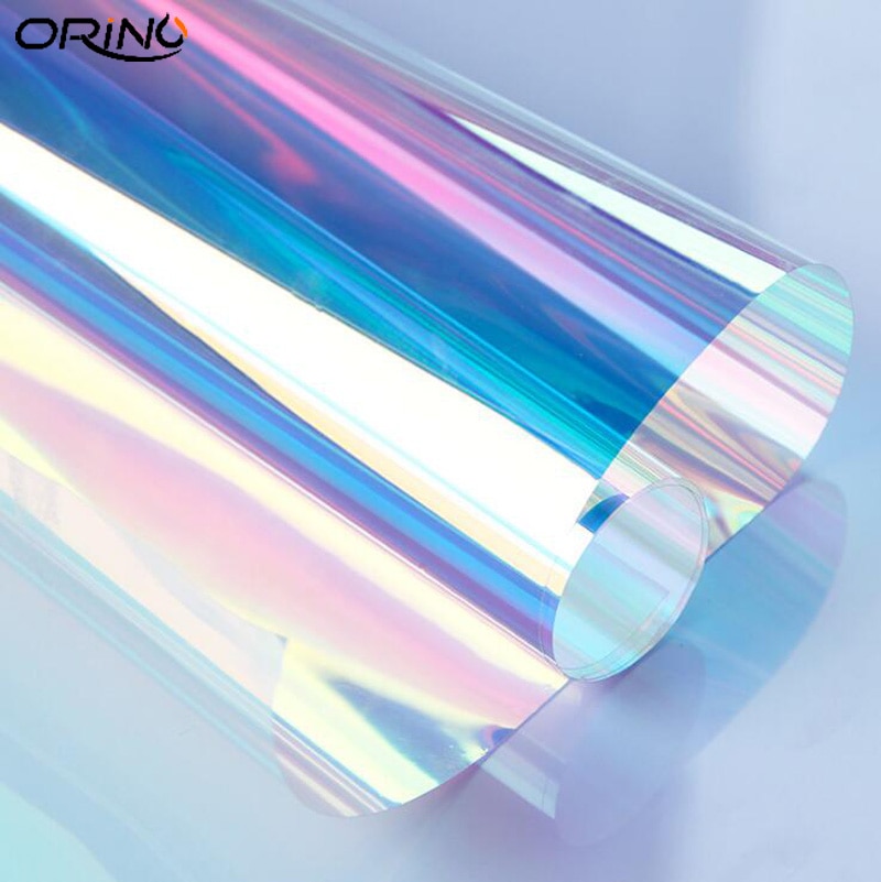 50cmx500cm Holographic Rainbow Window Film Decoration Self-adhesive Sticker Window Tint For Home and Office