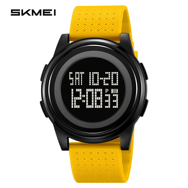 Skmei Men's Watch Personality Large Dial Electronic Watch Unisex Student Sports Multi-Function Waterproof Electronic Watch: Yellow