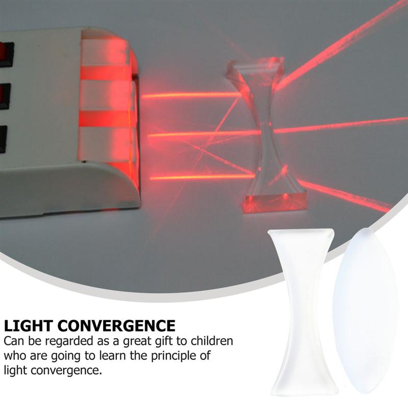 2pcs Basic Physics Teaching Optical Glass Lens Concave Convex Lens Sets