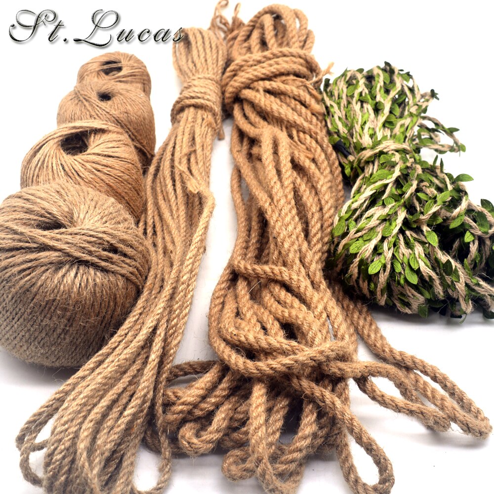 Natuurlijke Jute Hessische Jute Twijn Cord Hennep Touw Leaf String Verpakking Strings Kerst Event Feestartikelen Handgemaakte Diy