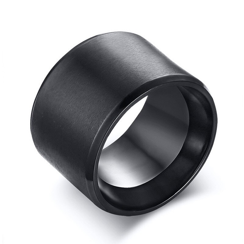 Zorcvens 15mm miesten bändi musta ruostumaton teräs leveä iso sormus miehelle punk urosliitto anel