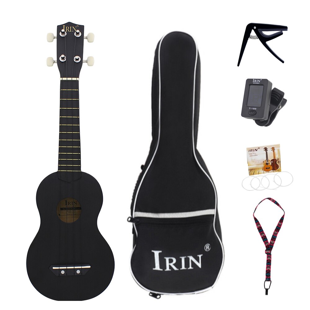 21Inch Ukulele Basswood Four Strings Multiple Colour Mini Guitar Musica Instrument With Ukulele Bag Tuner for Kids and Beginner: Black Set