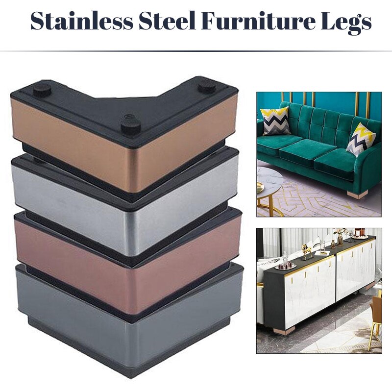 4Pcs Stainless Sofa Feet Pad L Shape Floor Protectors Mat Non-slip Furniture Feet Pads Table Chair Adjustable Protective Pad