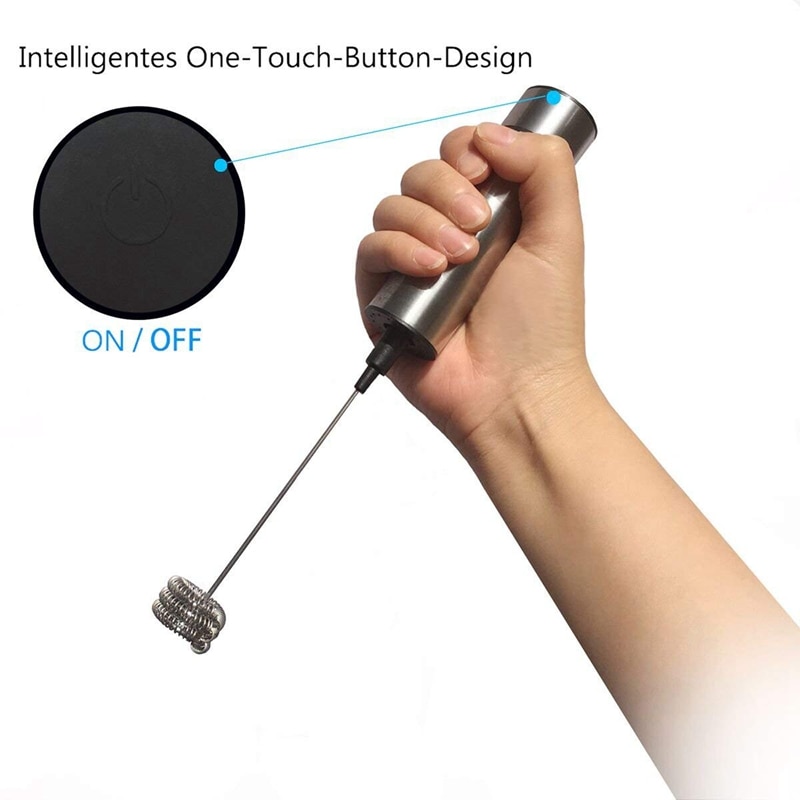 Handheld Milk Frother, Battery Operated Whisk,Electric Foam Maker with Stainless Steel Whisk Include 3x Milk Whisk Head, a Stora