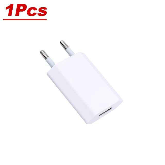 5/1 Uds. Cargador USB con enchufe europeo 5W carga rápida 5V 1A cargador de teléfono de pared para viaje en casa adaptador de fuente de alimentación para teléfono móvil X/8/7/6/5: IL