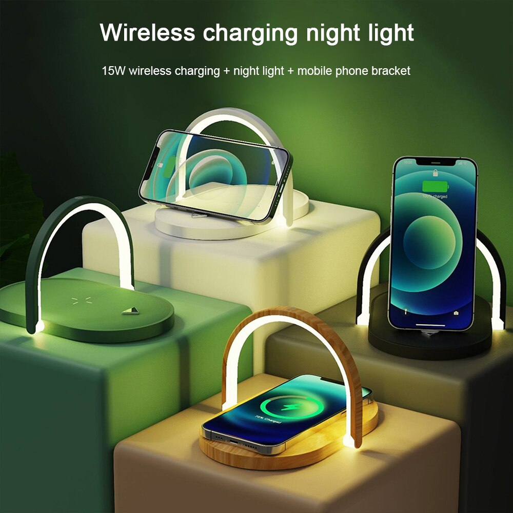 15w qi wireless phone chargers with touch control, night light, phone charging holder, desk lamp, fast charging for iphone, huawei, samsung