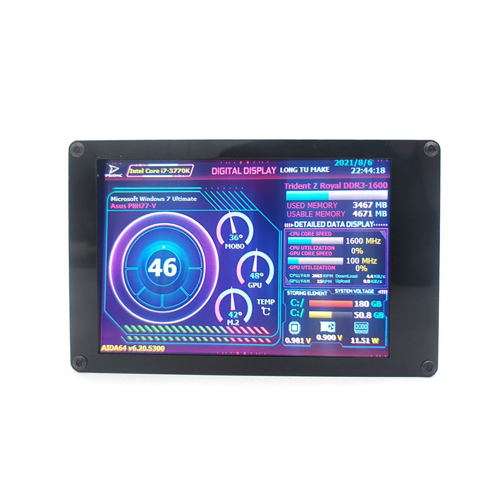 USB2LCD AIDA64 Chassis Display Screen 3.5 Inch IPS LCD Monitor Display USB Display Sub-Screen for Computer Raspberry Pi