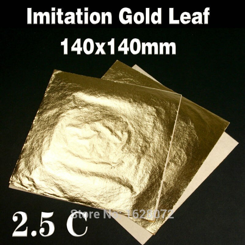 1000 vellen Imitatie Bladgoud Imitatie Zilveren Blad 14*14 cm-Goud Folie echt koperen blad voor vergulden craft decoratie