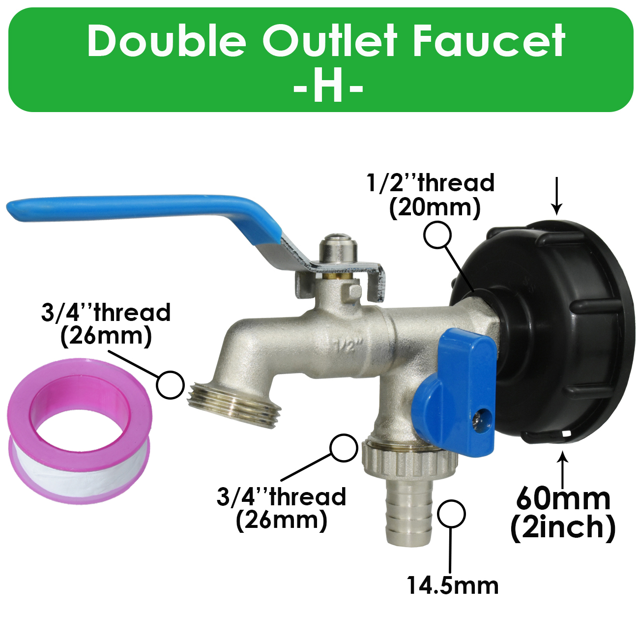 IBC Brass Tap Adapter Replacement S60 Water Tank 1/2'' Coupling Connecter Coarse Thread Garden Home Repair Valve Fitting Faucet: PURPLE