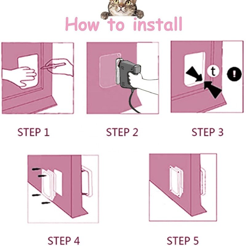 Cat Door 4 Way Locking Cat Flap Door for Interior Exterior Weatherproof Pet Doors Security Lock Flap Doggy Door for Dog Kitten