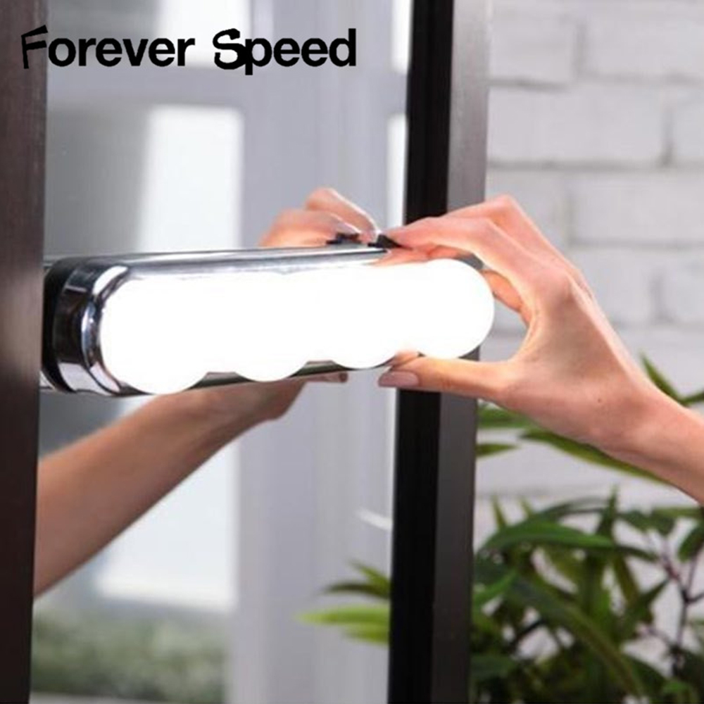 Led forfængelighed spejl lys udgør lys super lyse 4 led pærer bærbar kosmetisk spejl lys kit batteridrevet