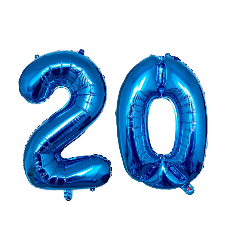 2pcs 32 Or 40 inch Happy 20 Birthday Foil Balloons pink gold number 25th Years Old Party Decorations Man Boy Girl Supplies: Blue / 40inch