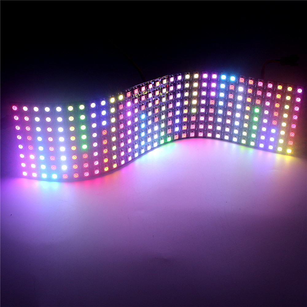 Module de lumière led matricielle RGB 5V 5050 Pixels, 8x8 16x16 8x32 Pixels, WS2812B WS2812, panneau numérique Flexible, adressable individuellement