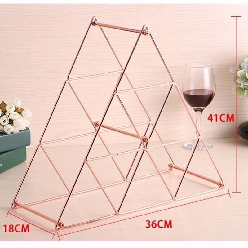 Metal vinreoler bar display rack rødvin opbevaring skab flaske skab stand holdere vinkælder opbevaring tilbehør: Rosa guld 36 x 41 x 18cm