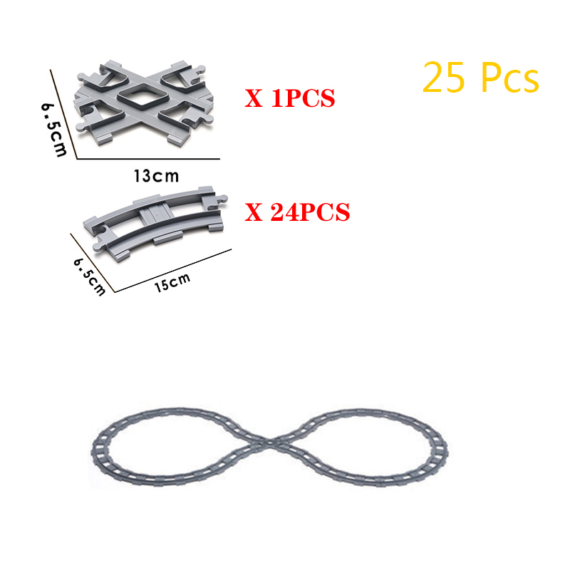 Locomotiva elettrica Pista del Treno Cabina Accessori blocchi di Costruzione di Grandi Blocchi Compatibile Con Duploed Giocattoli Per I Bambini 63PCS Giocattoli FAI DA TE: 25PCS-GD-SET4