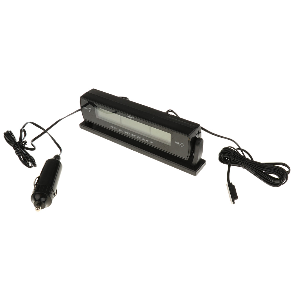 Car Voltage Monitor Meter Temperature Thermometer Battery Alarm Clock Display