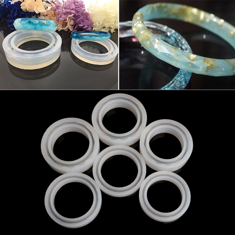 JAVRICK-molde redondo de silicona para pulseras, brazalete de resina para DIY, herramientas de molde de fundición de joyería