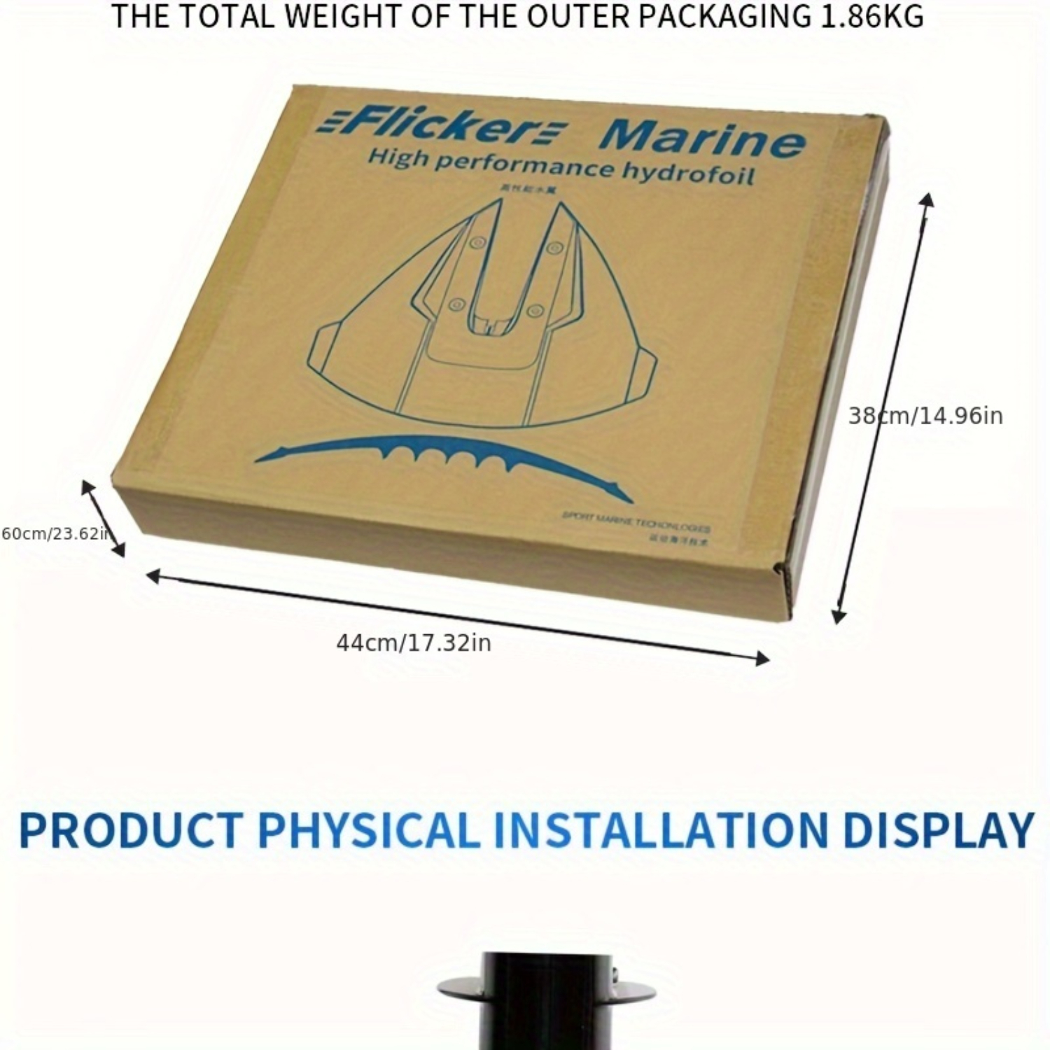 Stinger hydrofoiler - motorstabilisatorfinner til påhængsmotorer, sort forbedrer ydeevnen for både  (4-300)