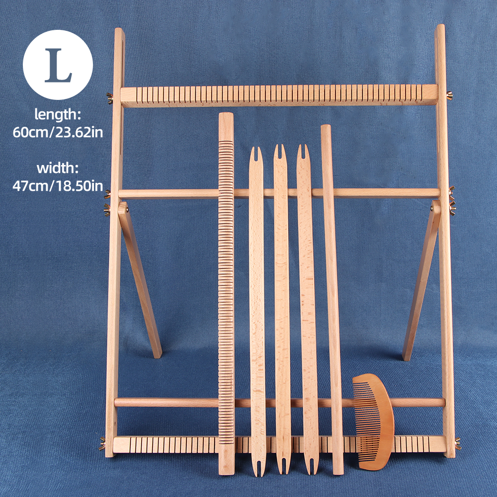 Machine à tisser et à tricoter en bois, outil tricoté avec cadre en bois, fabrication de tapisserie à pampilles de décoration et outils de couture de tapis, 1 pièce: jaune clair