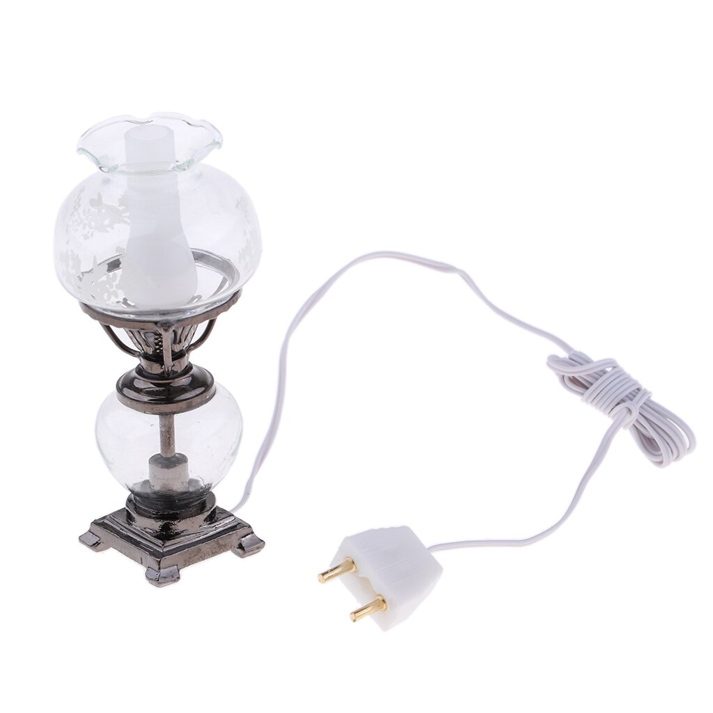 1/12 Dollhouse Mini Double Head Light Desk Lamp with Wire Indoor Home Decor