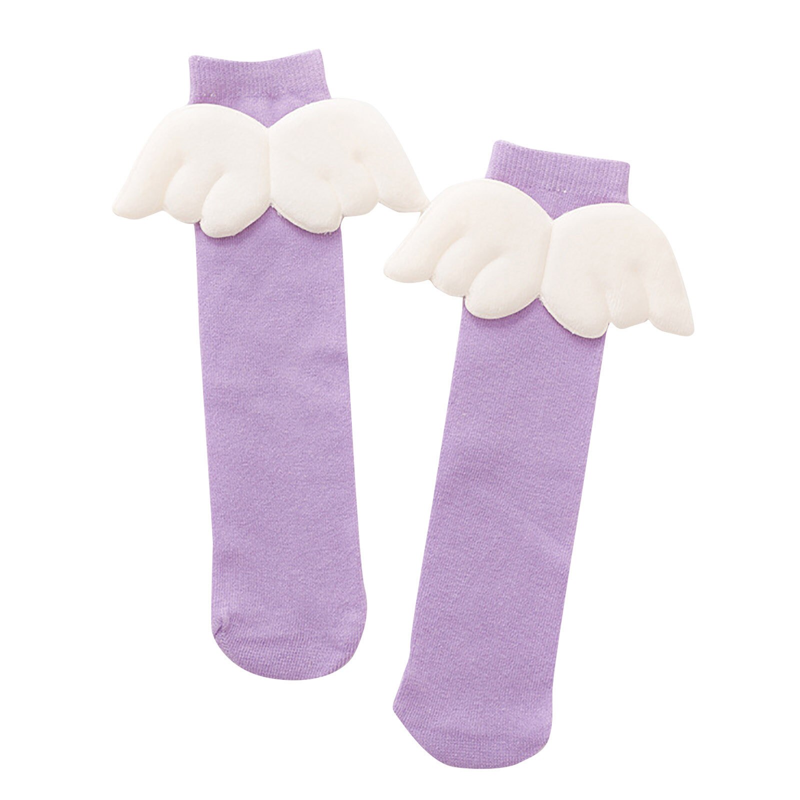 Socks Born Baby Girls Socks Wing Solid No Heel Cute Boneless Suture Newborn Princess Knee Long Baby Girls Socks#4: E