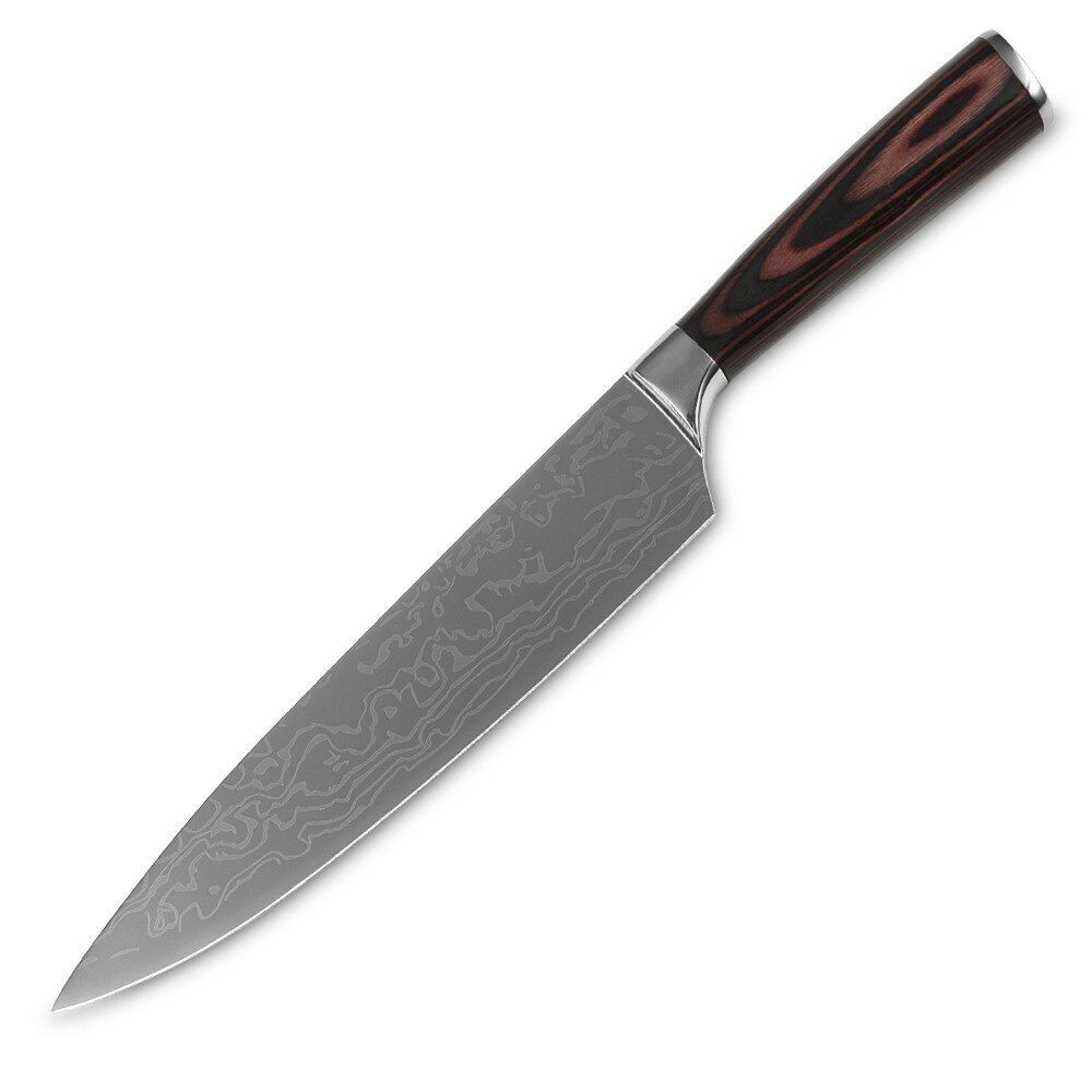 Cuchillo de cocina para Chef de acero damasco de 8 pulgadas, cuchillo de cocina con hoja afilada de acero inoxidable, cuchillos profesionales japoneses para rebanar Chef: knife 05